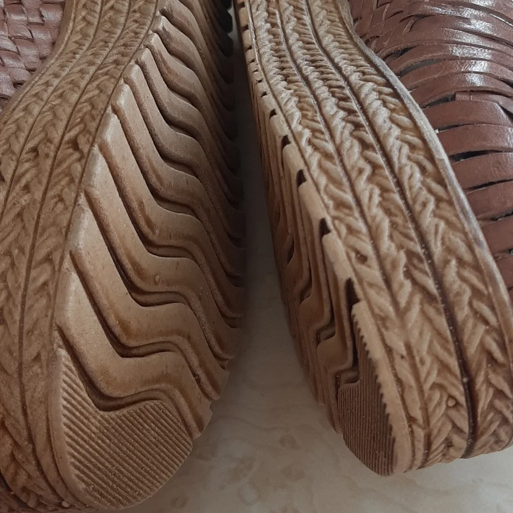 Hand Crafted Brown Woven Platform Sandals